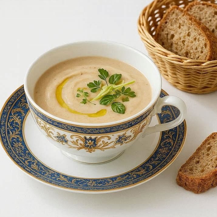 Cremige Maronen-Sellerie-Suppe mit Brot Löffelzeit
